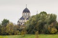 Our Lady of the Sign Church between trees Royalty Free Stock Photo